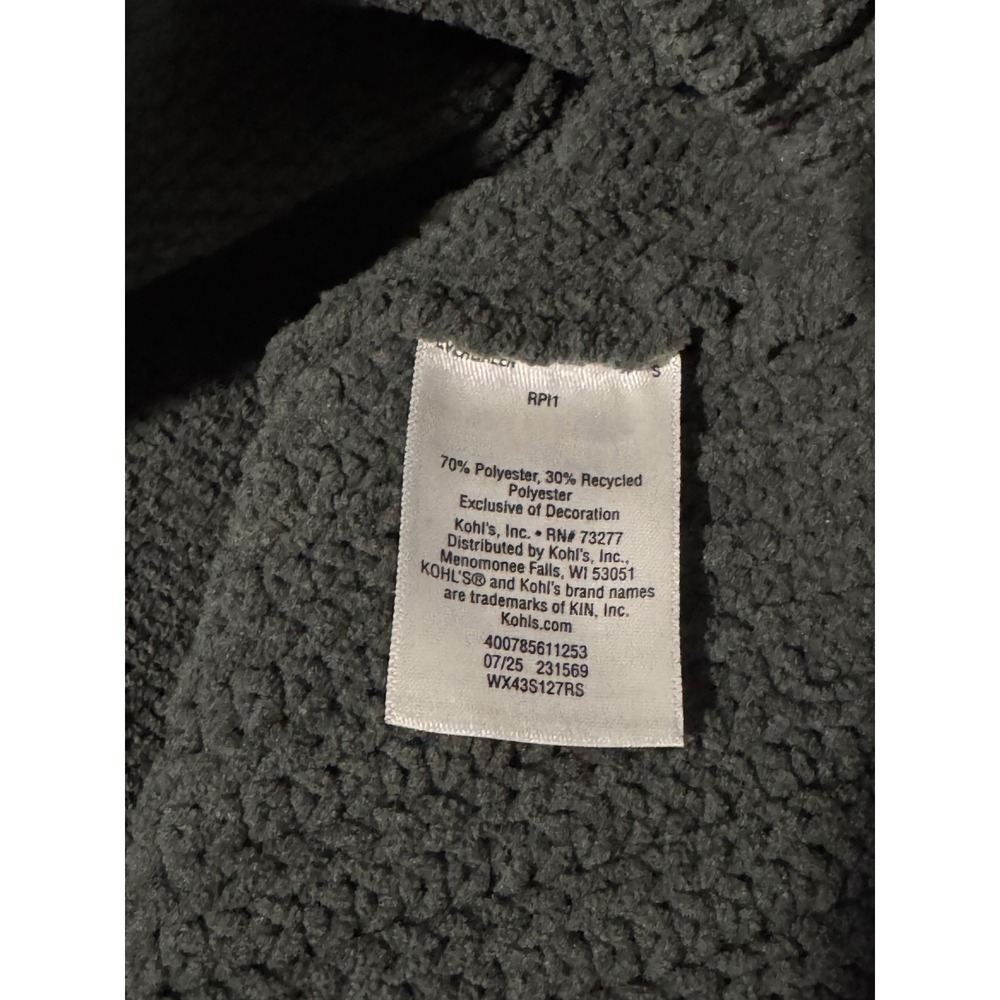 FLX Kohl's Women S Full Zip Waffle Knit Cardigan Sweater Dark Olive Green Gray - Picture 5 of 5